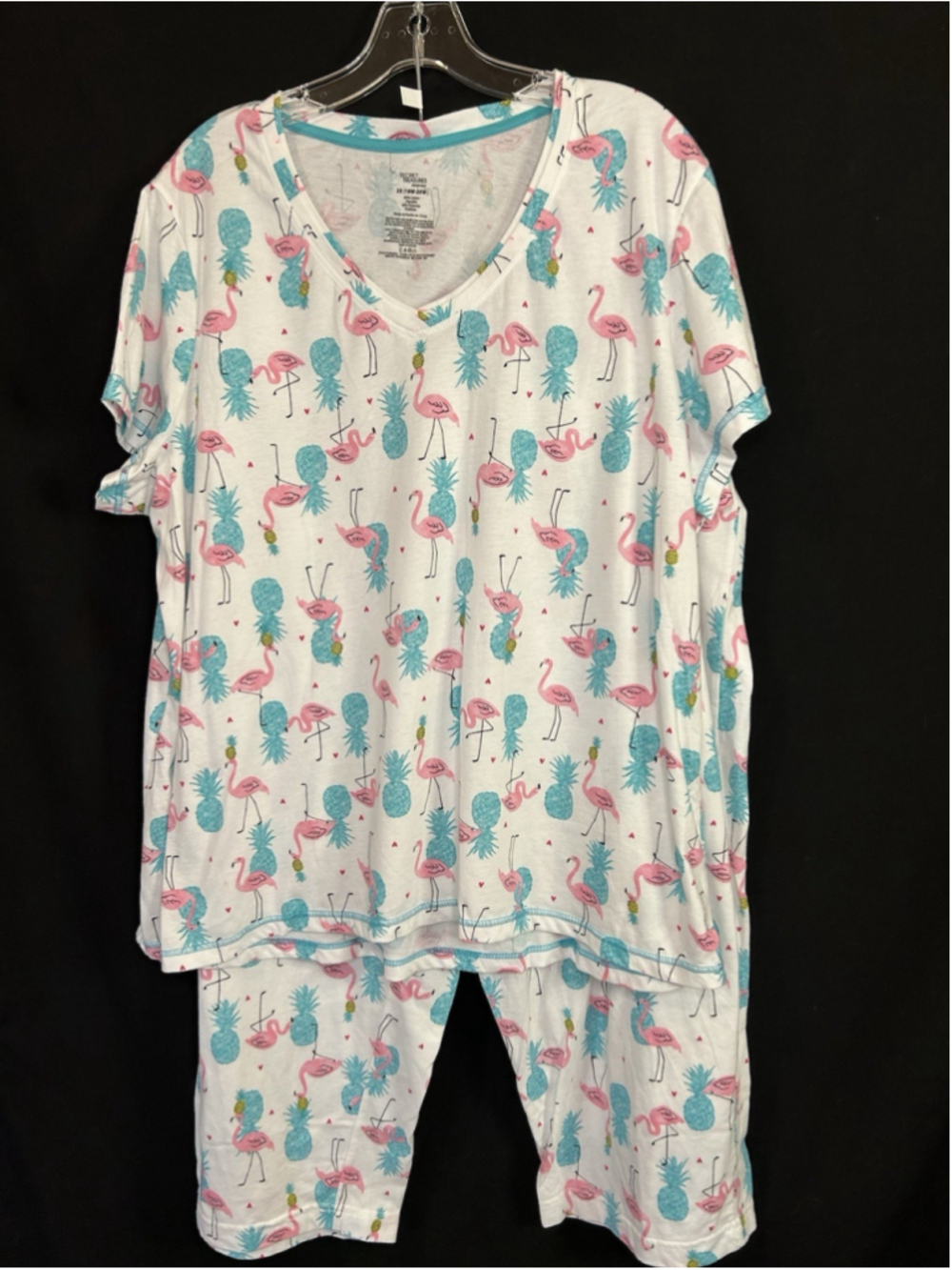 Secret Treasures Lounge Pajamas Set Capri Pants Shirt Pink Flaminos 18/20 Plus - Picture 4 of 9